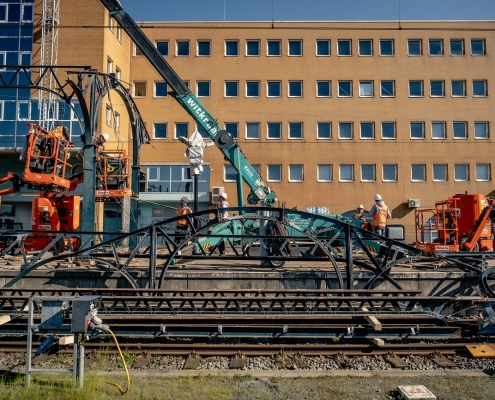 Dismantling platform roofs Groningen station
